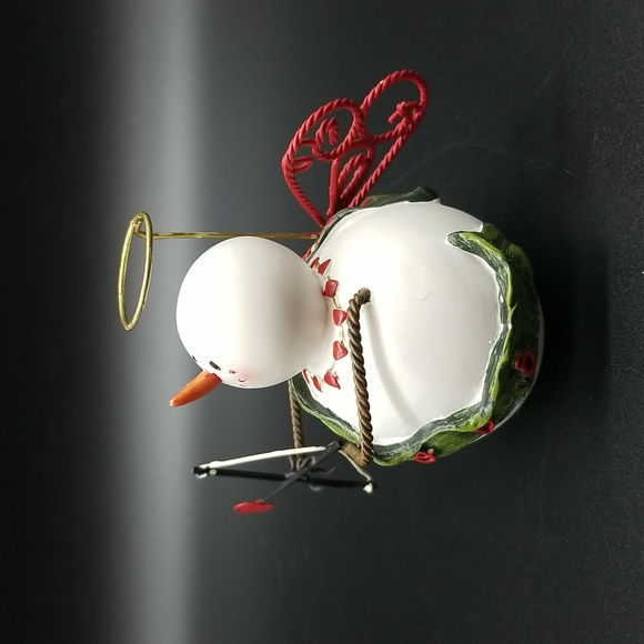 Snowman Cupid Angel Figurine - Picture 2 of 7